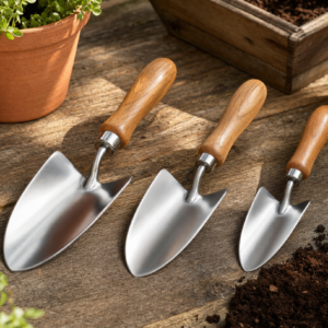 Stainless Steel Garden Trowel Set with Wooden Handles